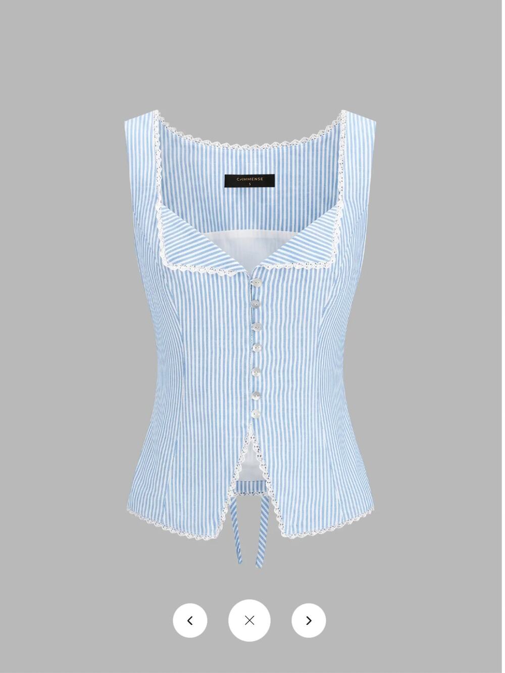 Copied -   NWT Commense Striped Lace Trim Button-Front Tank Top Sz L